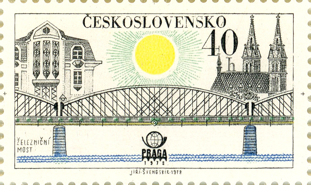 Železniční most na poštovní známce, 1978