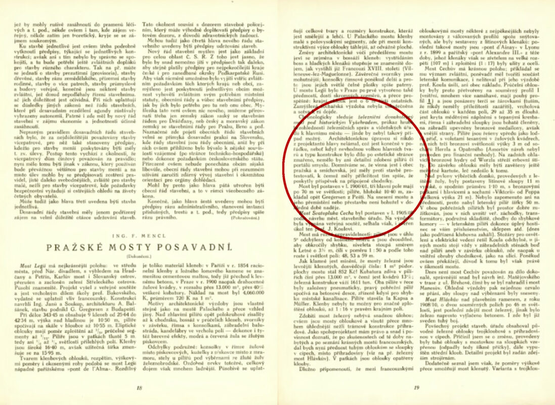 Železniční most, Vyšehrad, František Mencl, Stavitelské listy